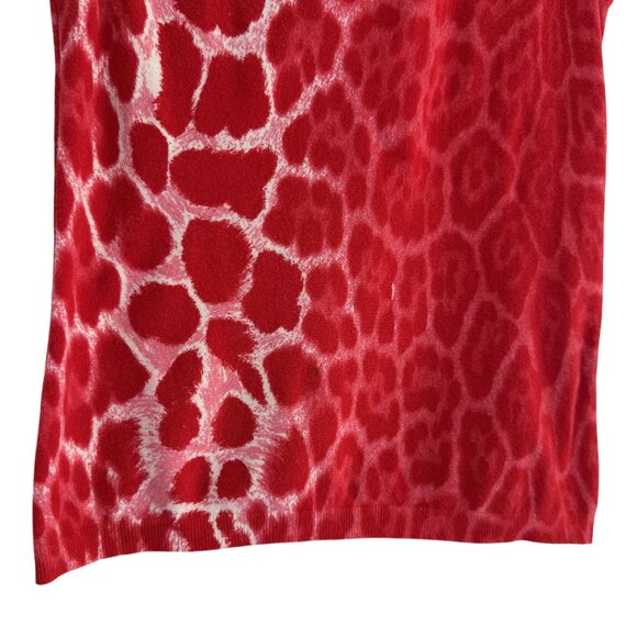 Blumarine Leopard Print Embellished Red Sleeveless Rib Hem Stretchy  Top Size 4 - Picture 4 of 9